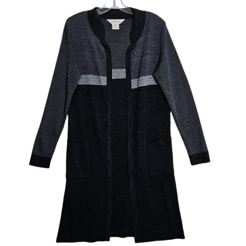 Exclusively Misook Open Front Cardigan Duster  Long Sleeve